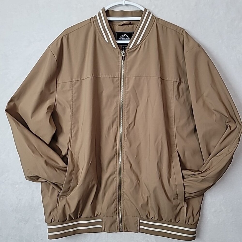 Outdoor Jacket Always Striving For Excellence Tan Men's Size XXL Bomber Jacket